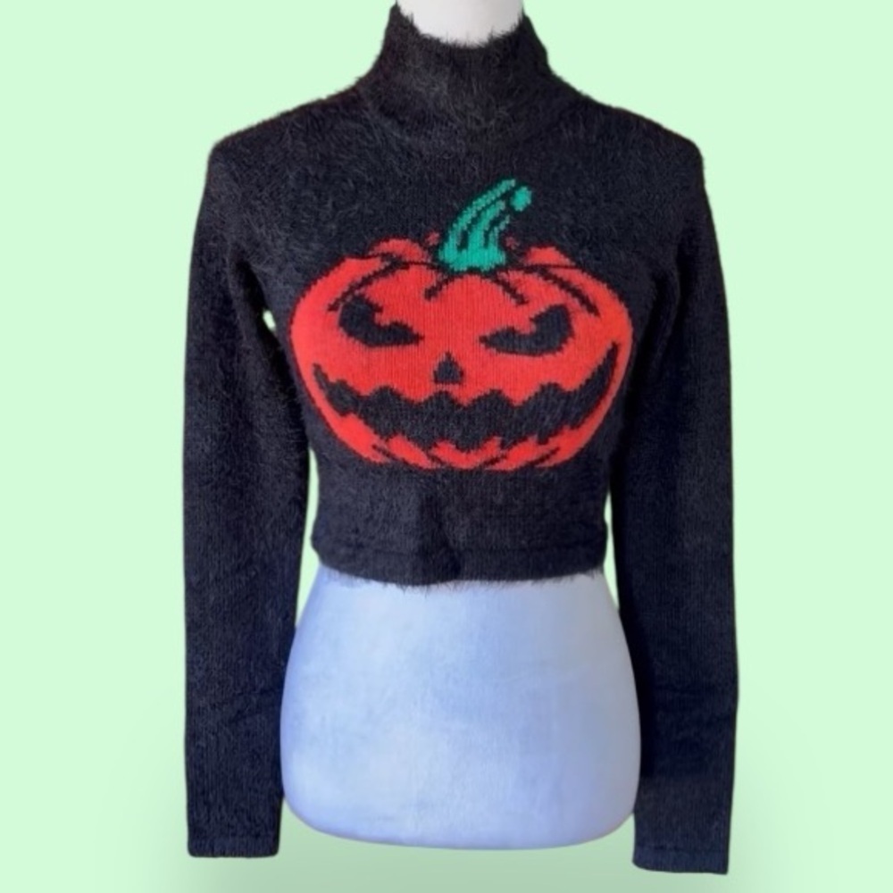 Dolls Kill Trickz N' Treatz Cut It Out Crop Sweater size XS NWT